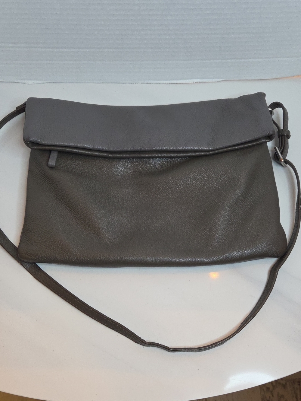 Danier Fold-Over Crossbody Bag in Charcoal Gray